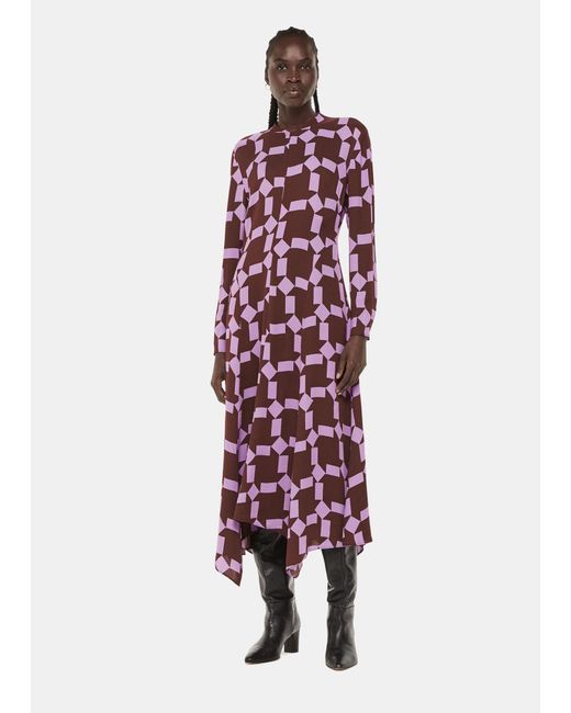 Whistles Red Spun Check Midi Dress