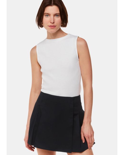 Whistles White Pleated Mini Skirt