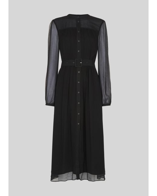 whistles textured belted midi dress