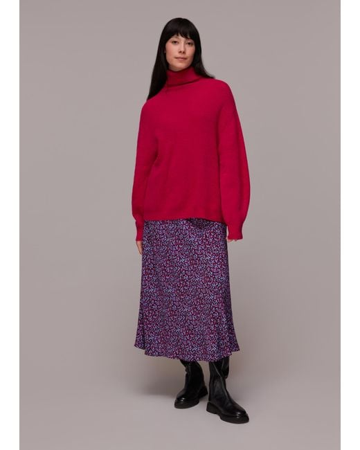 Whistles Red Floral Garden Bias Cut Skirt