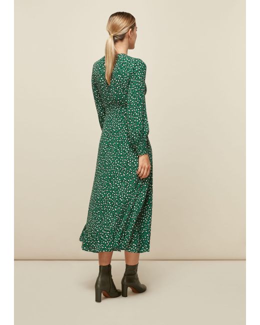 whistles green animal print dress