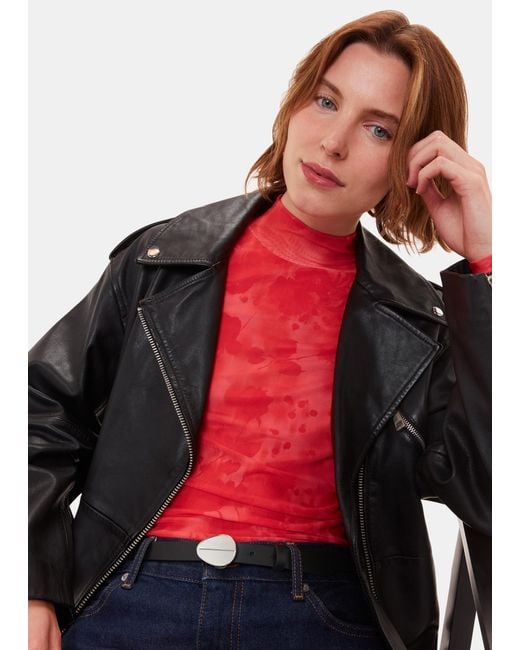 Whistles Red Oval Buckle Belt