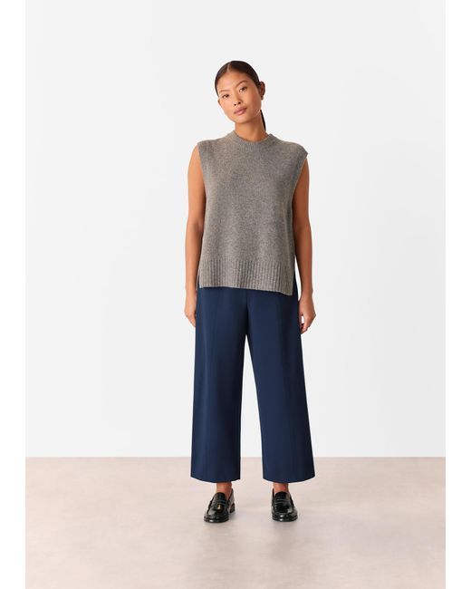 Whistles Blue Petite Camilla Wide Leg Trouser