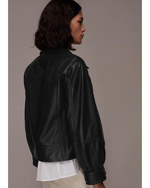 Whistles Brown Ellis Balloon Sleeve Biker