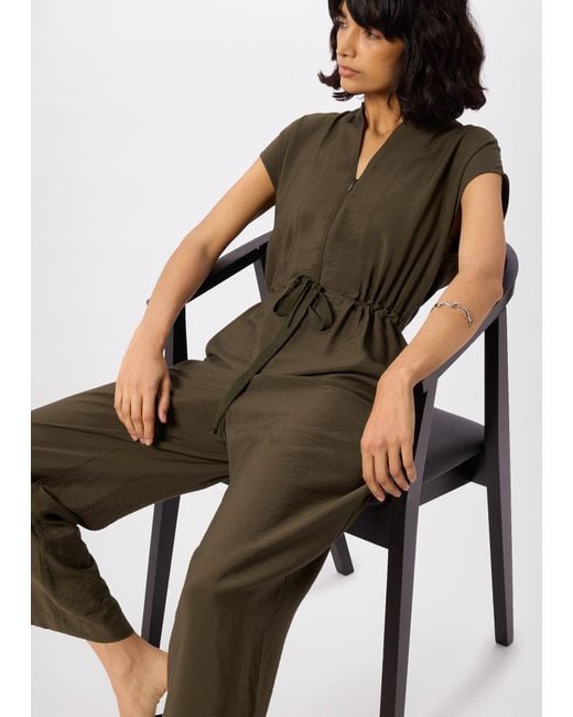 Whistles Natural Sleeveless Drawstring Jumpsuit