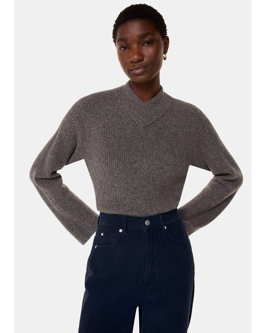 Whistles Blue High Waist Cord Barrel Jean