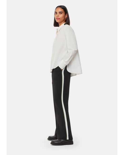 Whistles White Crepe Side Stripe Trouser