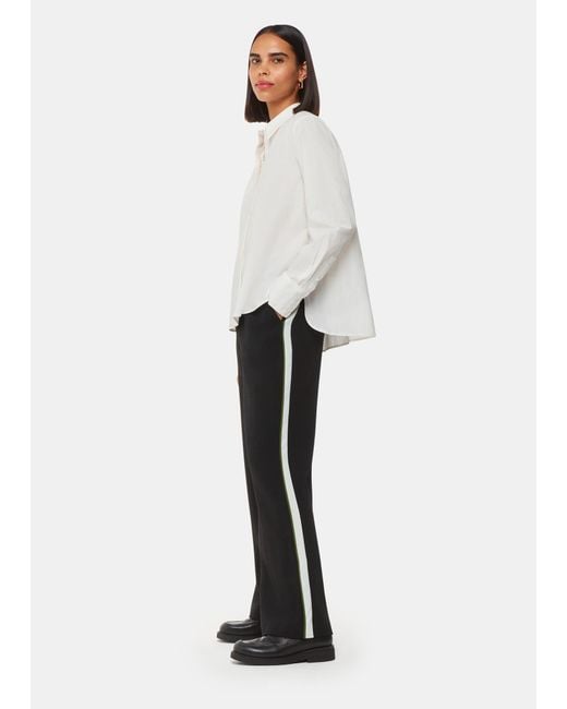 Whistles White Crepe Side Stripe Trouser