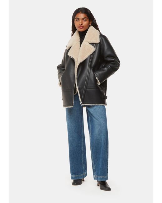 Whistles Blue Petite Faux Fur Aviator
