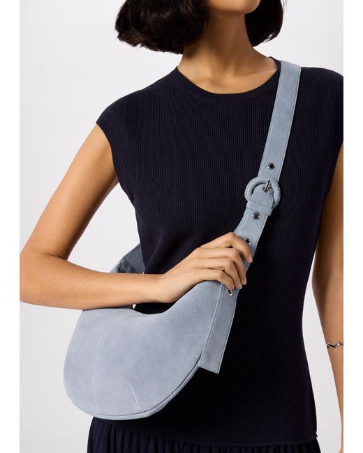 Whistles White Small Sia Suede Crossbody Bag