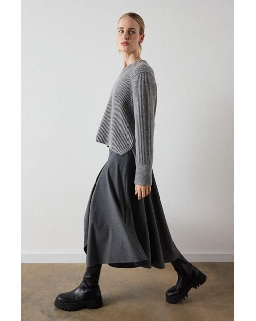 Whistles Black Draped Asymmetric Midi Skirt