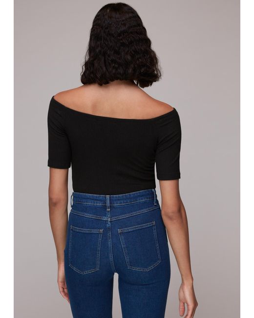 Whistles Blue Rumi Ribbed Bardot