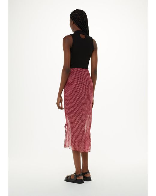 Whistles Red Dainty Net Tie Detail Skirt