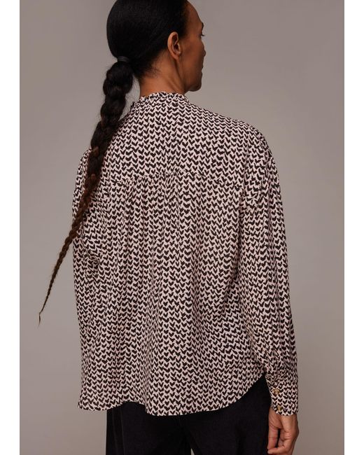 Whistles Brown Abstract Heart Print Top