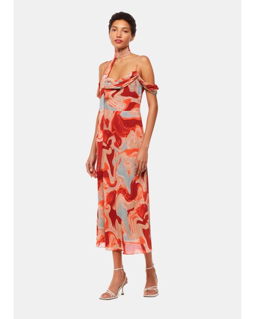 Whistles Red Marble Print Dress