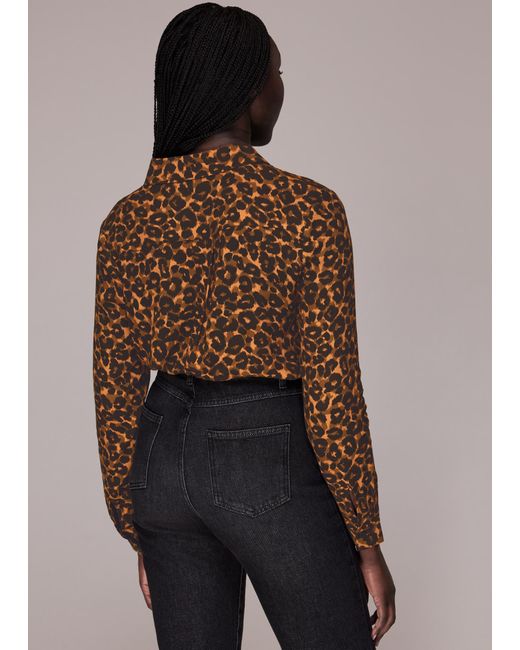 Whistles Brown Classic Leopard Print Shirt