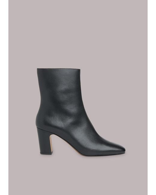 Whistles Leather Holan Heeled Boot in Black (Gray) Lyst
