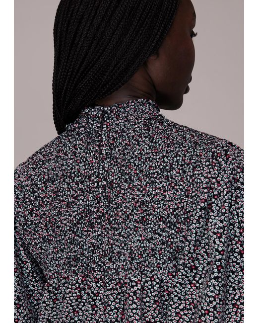 Whistles Gray Micro Bud Pintuck Dress