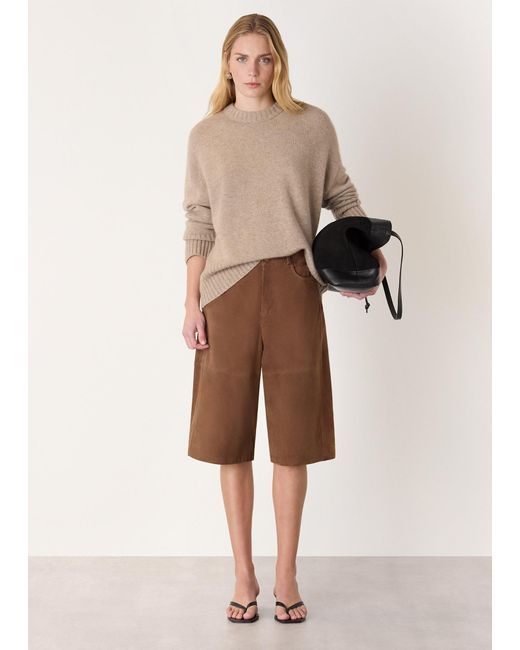 Whistles Natural Suede Longline Short