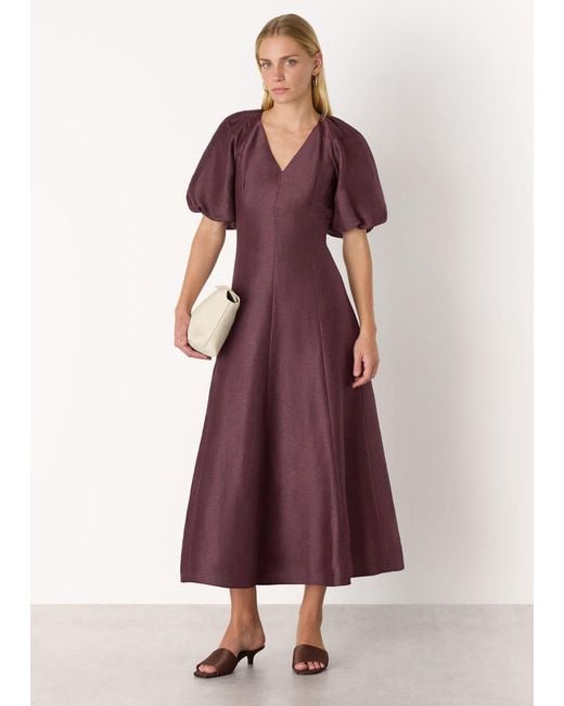 Whistles Purple Silk Blend Taffeta Maxi Dress