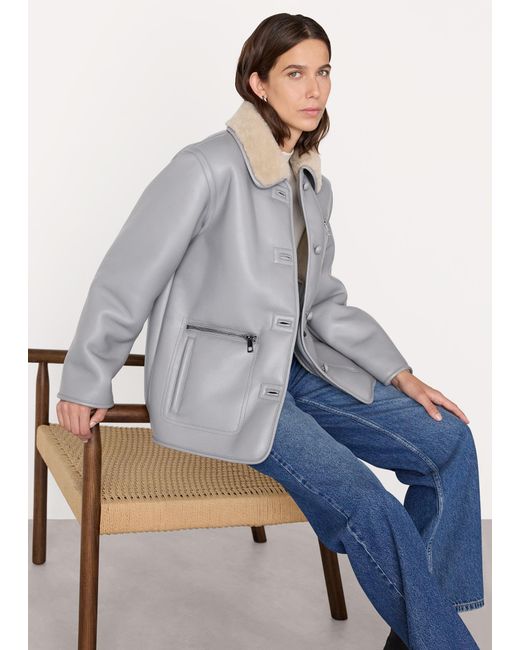 Whistles Gray Angelina Faux Fur Jacket