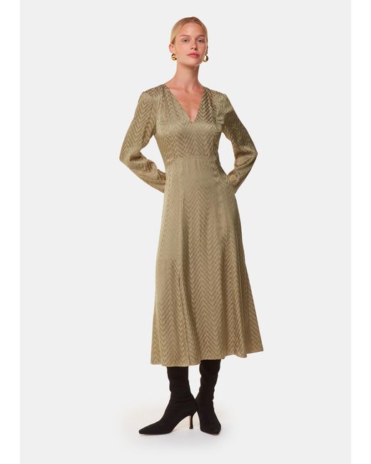 Whistles Natural Jacquard Zig Zag Print Dress