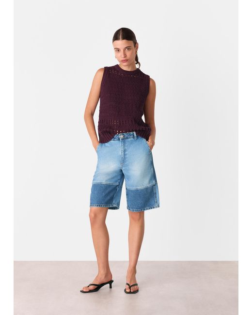 Whistles Blue Patchwork Board Short