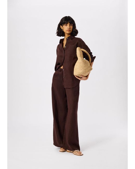 Whistles Brown Ultimate Linen Shirt