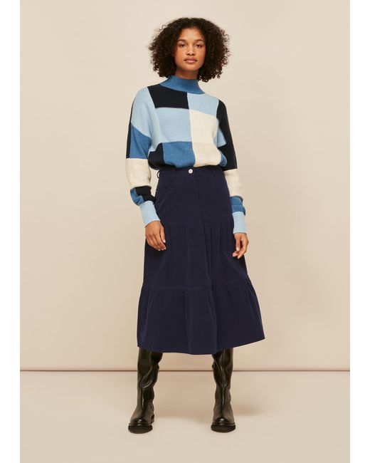 Whistles Blue Baby Cord Skirt