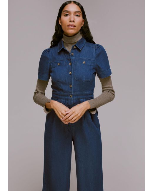 Whistles Emma Denim Jumpsuit in Blue Lyst