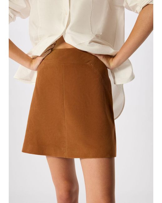 Whistles Natural Suede A Line Skirt