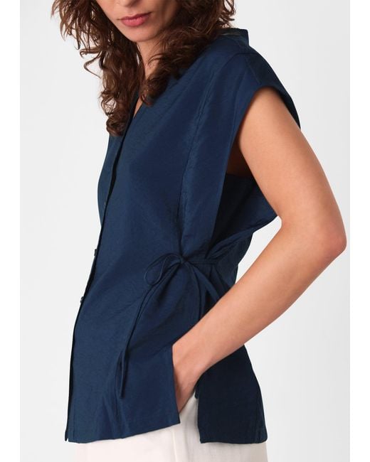 Whistles Blue Button Down Tie Side Shirt