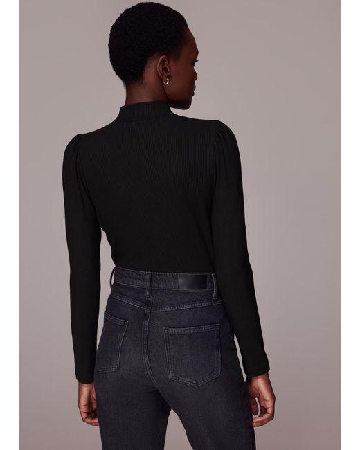 Whistles Black Gathered Bust Top