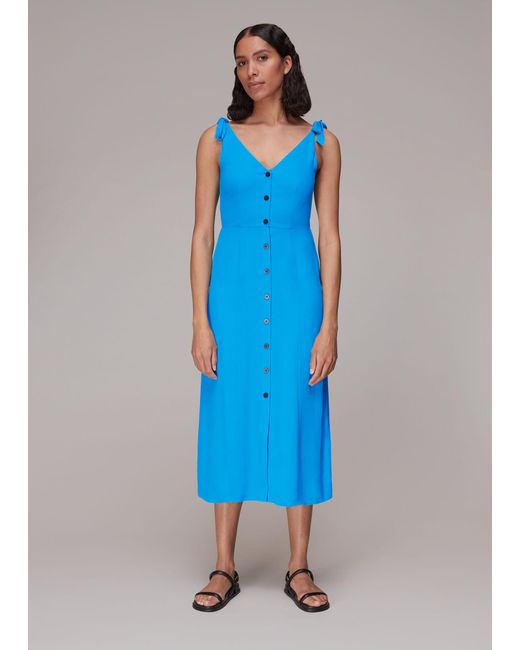 Whistles Synthetic Hanna Tie Shoulder Dress in Blue Lyst