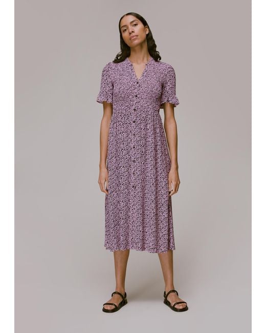 Whistles Multicolor Aria Flower Stamp Midi Dress