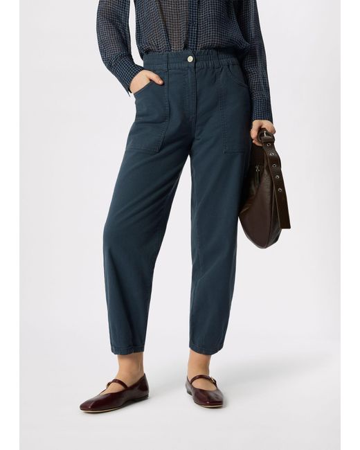Whistles Blue Petite Tessa Casual Trouser