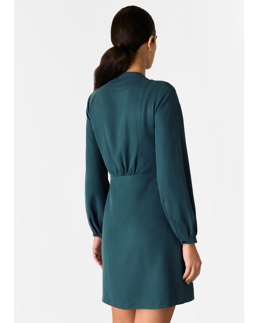 Whistles Blue Button Front Flippy Mini Dress