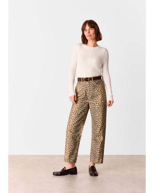Whistles Natural Animal Spot Barrel Leg Jean