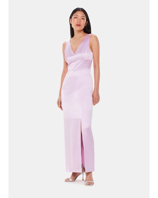 Whistles Pink Charlotte Satin Maxi Dress