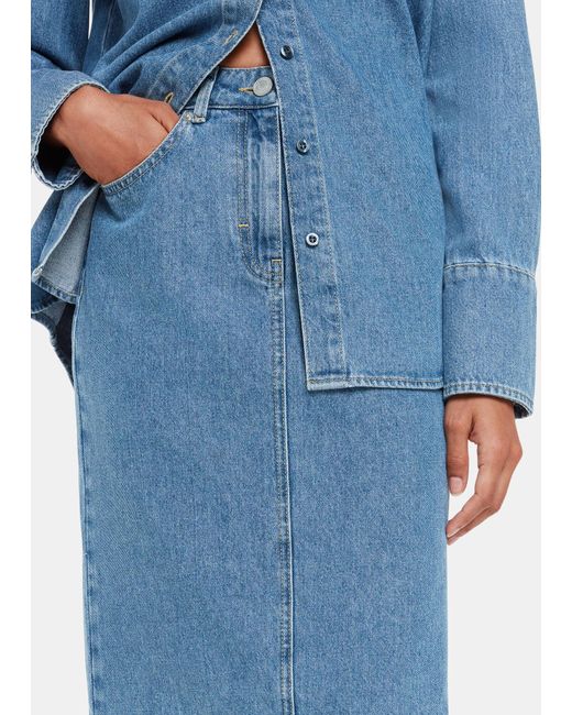 Whistles Straight Denim Midi Skirt in Blue Lyst