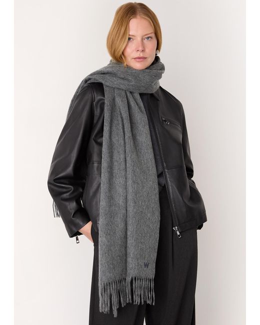 Whistles Gray Fringed Blanket Scarf