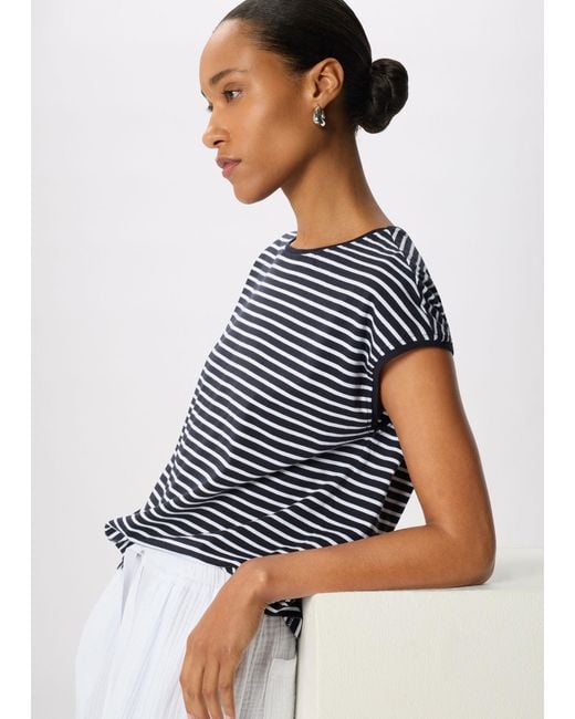 Whistles Blue Stripe Cap Sleeve Tee