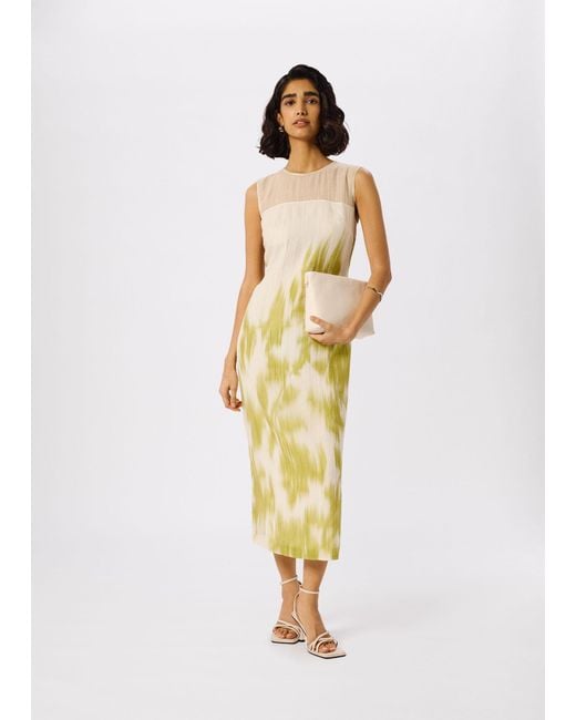 Whistles Natural Blurred Floral Textured Dress