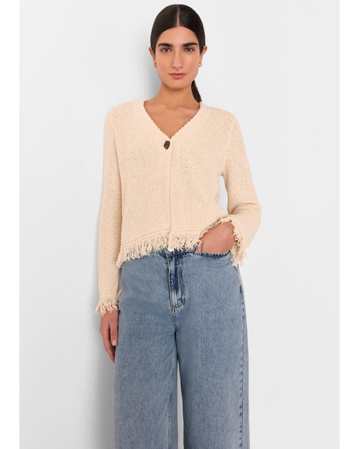 Whistles Blue Fringe Detail Cardigan