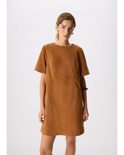 Whistles White Suede Boxy Mini Dress