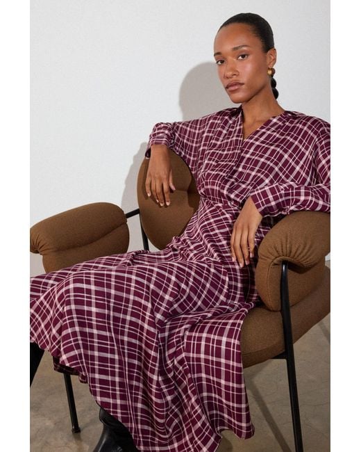 Whistles Red Check Midi Shirt Dress