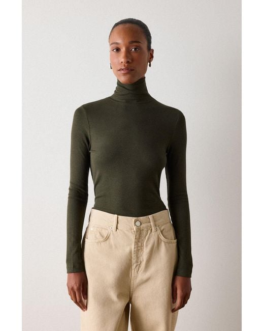 Whistles Green Essential Ribbed Polo
