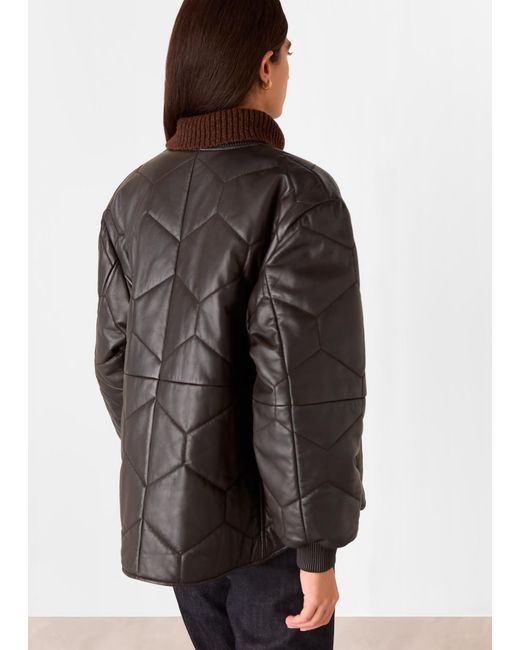 Whistles Brown Cleo Leather Quilted Jacket