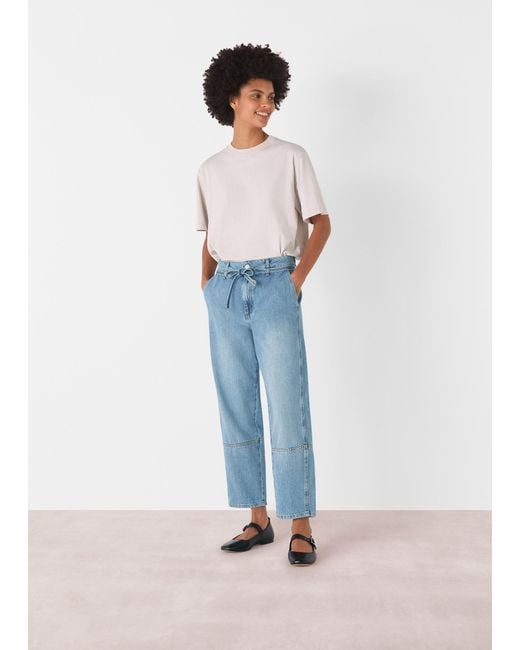 Whistles Blue Tie Waist Barrel Leg Jean