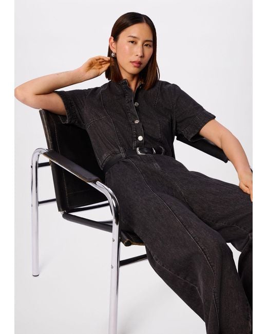 Whistles Black Button Down Jumpsuit